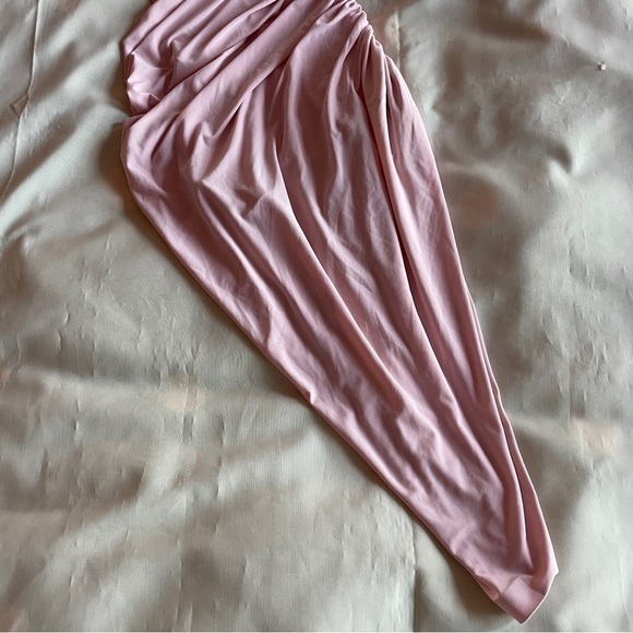 Norma Kamali - Baby Pink Blush One Shoulder Mini Dress Diana Gown Size S/36 - Picture 7 of 8